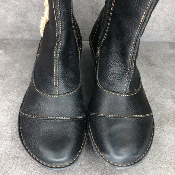 El Natura Lista Heeled Leather Shearling Boot, Black, EU 37 Women's 7 - Picture 3 of 9